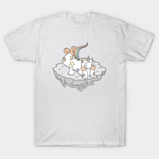 Weird Unicorn Cat contemplating the universe T-Shirt